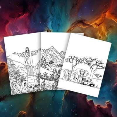 19 Travel Coloring Pages for Adults – Eiffel Tower Safari & More (Free Download and Printable)