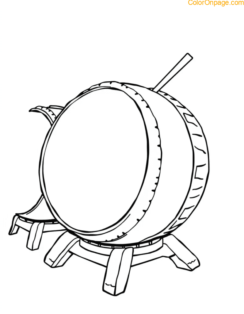 Japanese Taiko Drum Coloring Sheet Bold