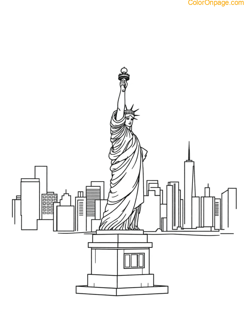 statue-liberty-newyork-skyline-coloring-page