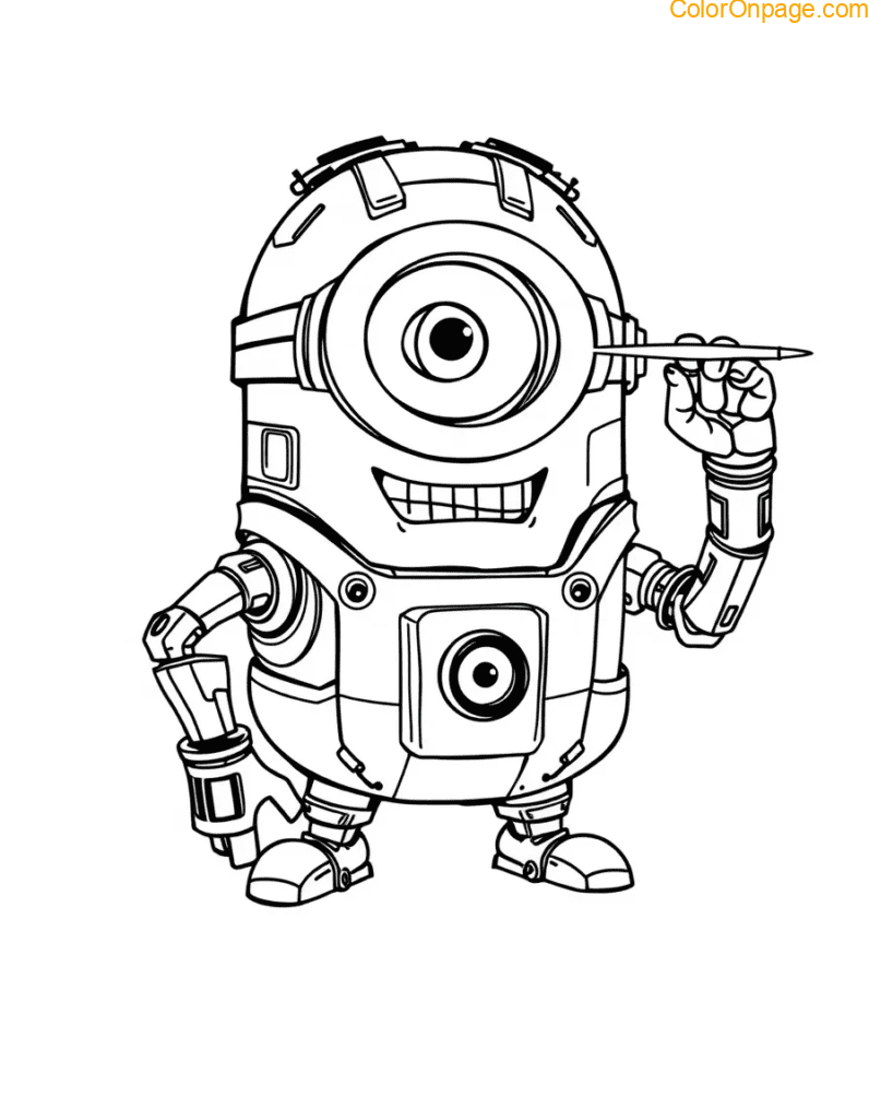 cyborg minion half robot laser eye printable coloring.png2cyborg minion half robot laser eye printable coloring.png2
