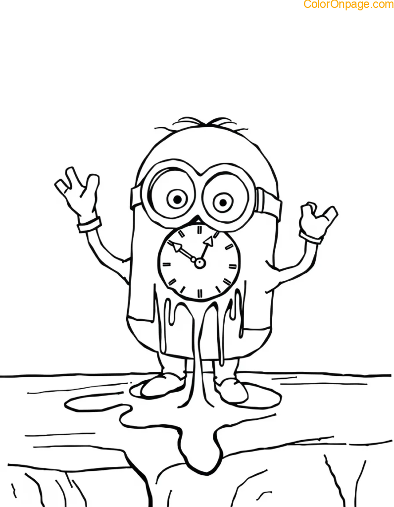 melted minion dali clock surreal art drawing.png