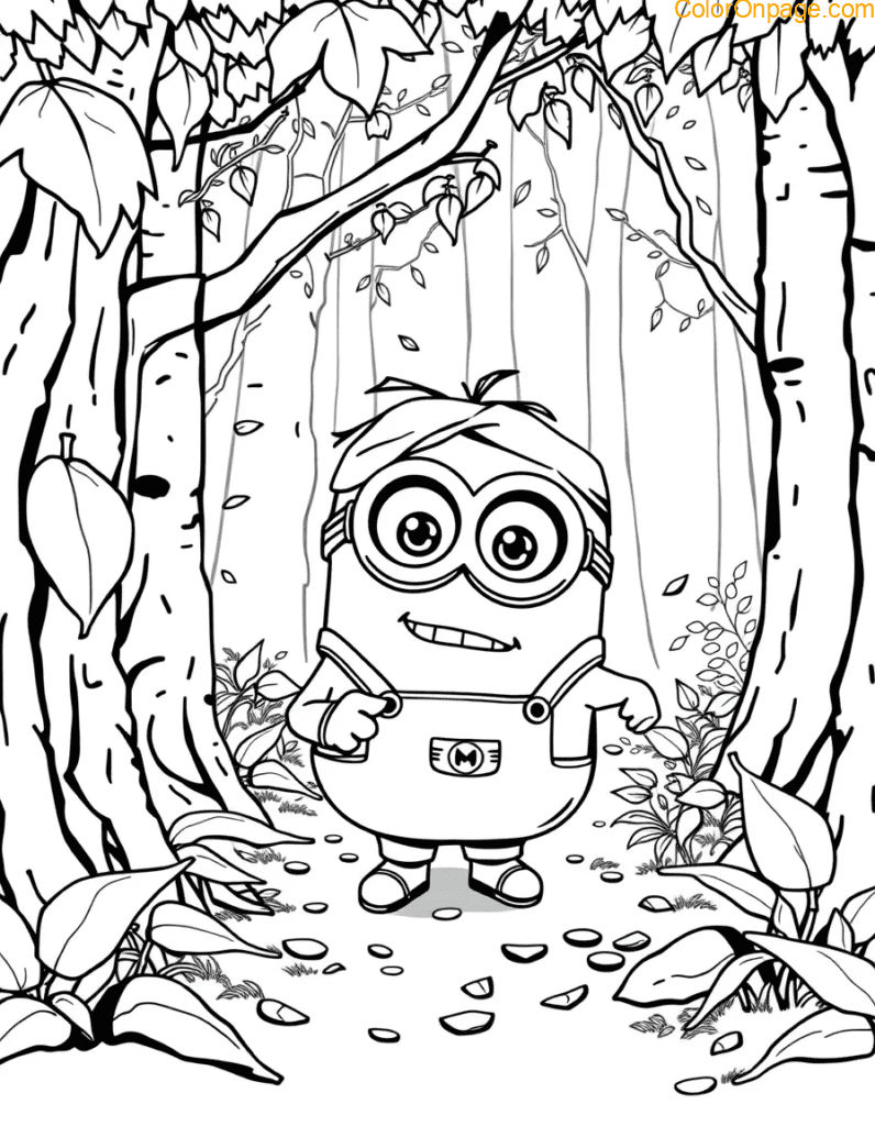 minion gretel banana breadcrumbs forest coloring.png