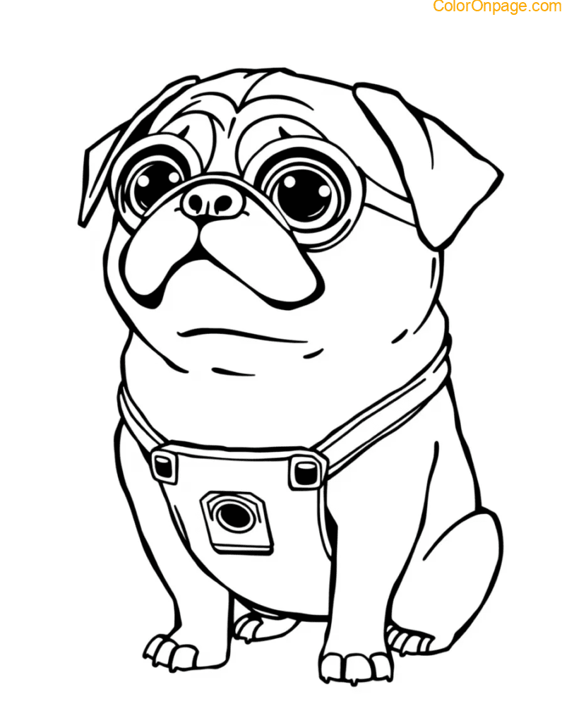 pug minion wrinkly face chasing bees cute drawing.png