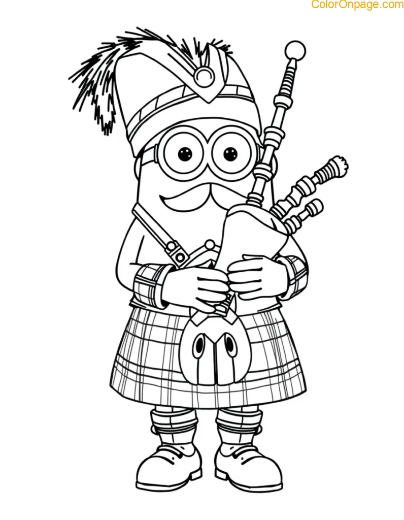 mariachi minion sombrero trumpet music coloring page.png