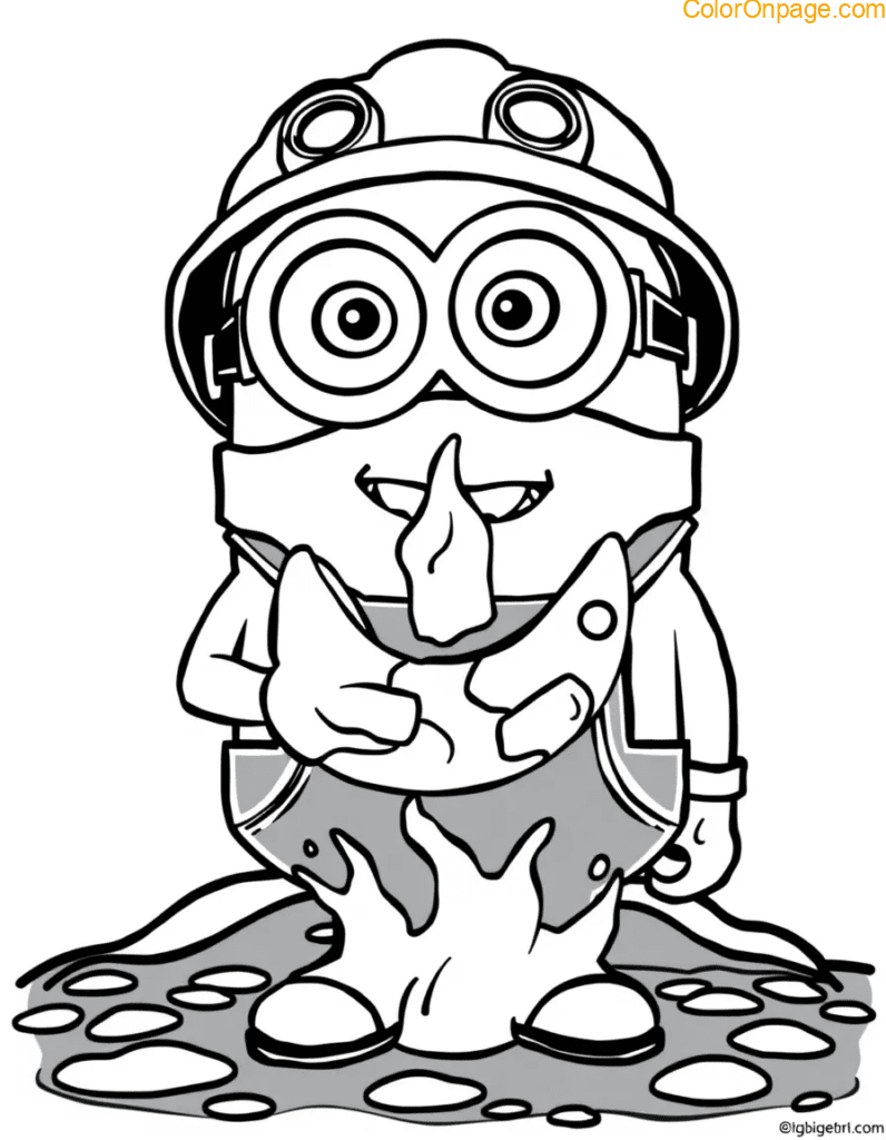 volcano explorer minion lava banana melting overalls.jpg